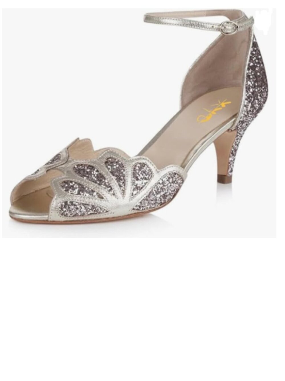 XYD Champagne Glitter Dance Ballroom Latin Jazz Kitten Heels Peep Toe Sandals